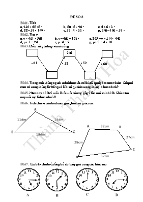 Đề ôn tập hè cho học sinh Lớp 2 lên 3 môn Toán - Đề số 5